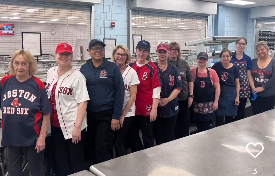Marlborough cafeteria workers on Red Sox Day