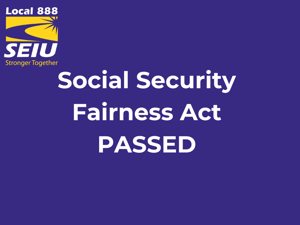 Windfall Elimination Provision Defeated- Social Security Fairness Act PASSED